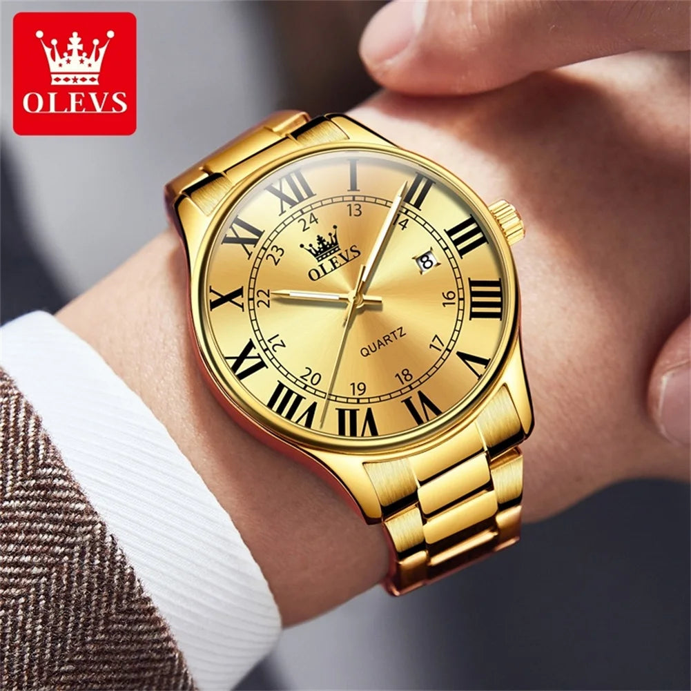 Orologio Uomo Acciaio Quarzo con Data Lancette Luminose Elegante