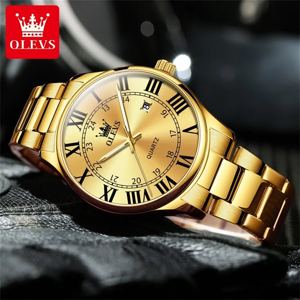 Orologio Uomo Acciaio Quarzo con Data Lancette Luminose Elegante
