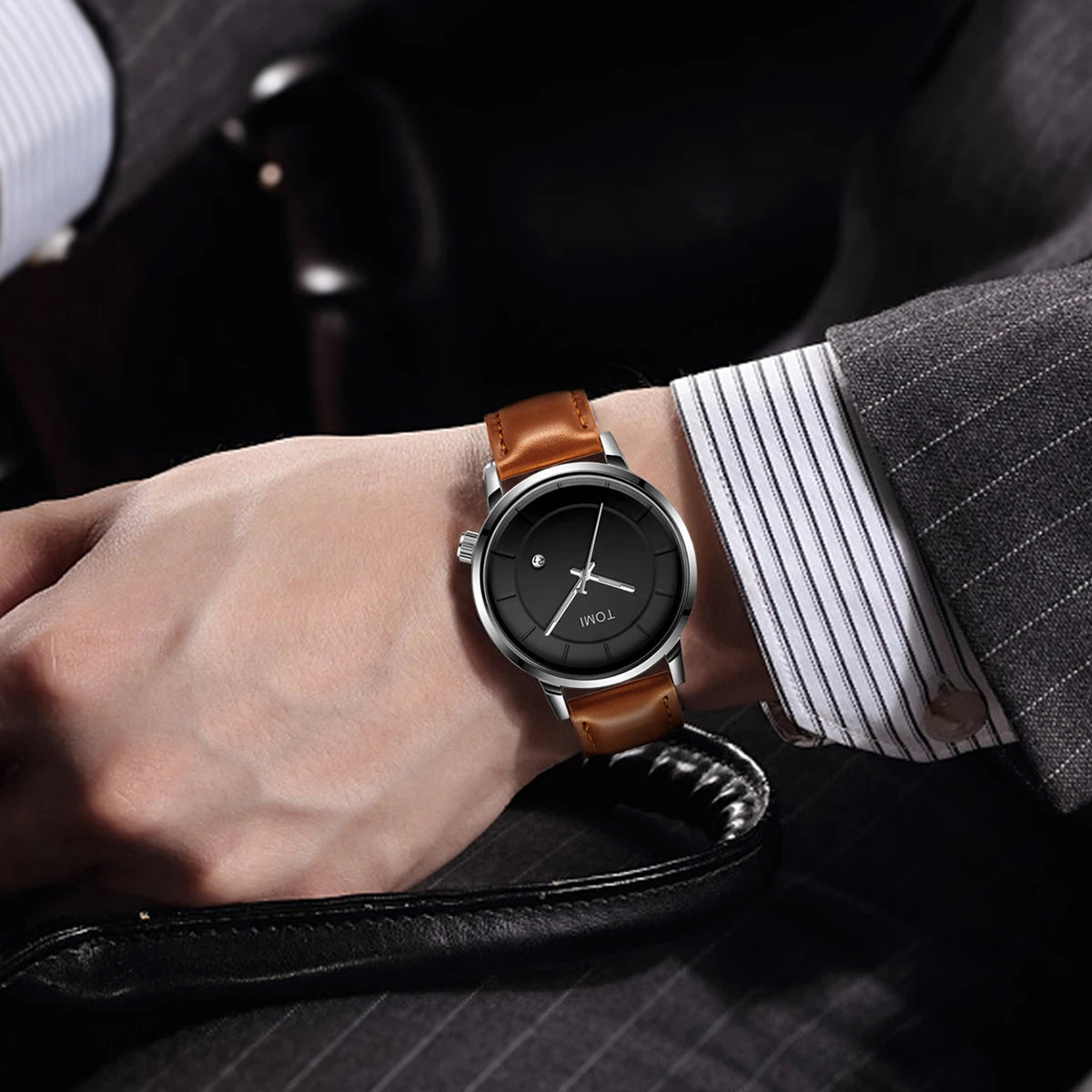 Orologio Uomo Quarzo – Cinturino Similpelle Stile Casual Quadrante 42mm