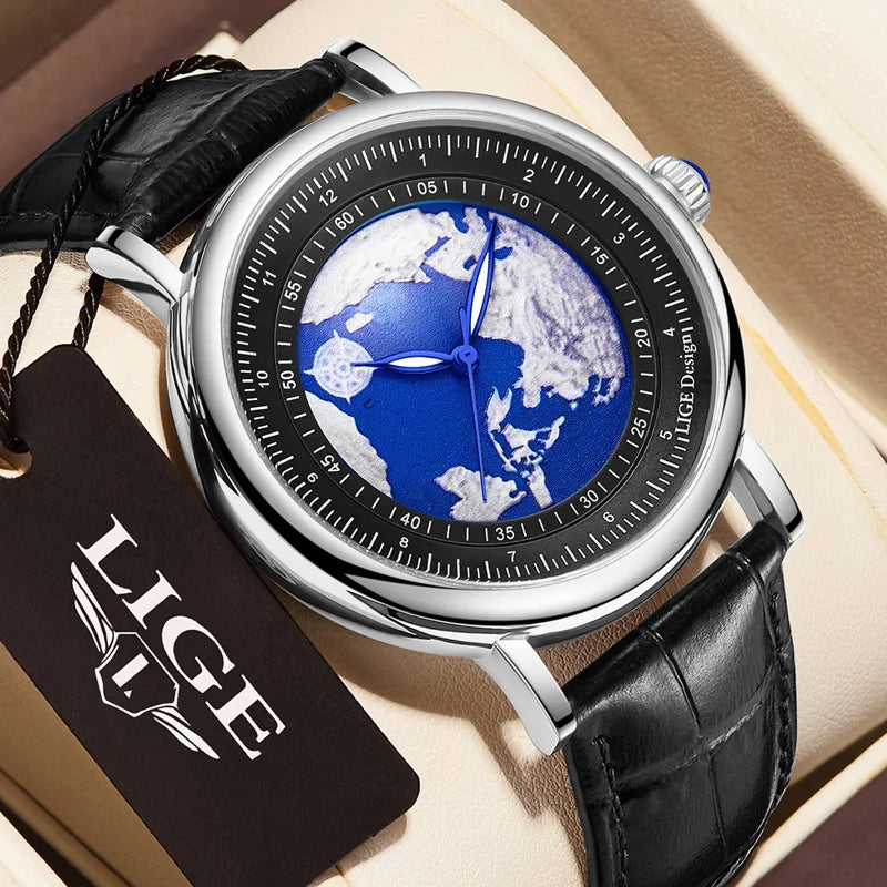 Orologio Uomo 42 mm Elegante Quarzo Similpelle Luminoso