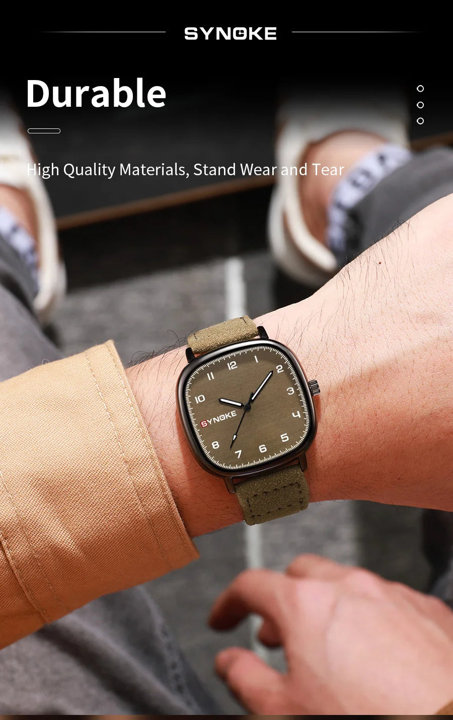 Orologio Uomo Elegante Quarzo Cinturino Similpelle Cassa Quadrata Moda Casual