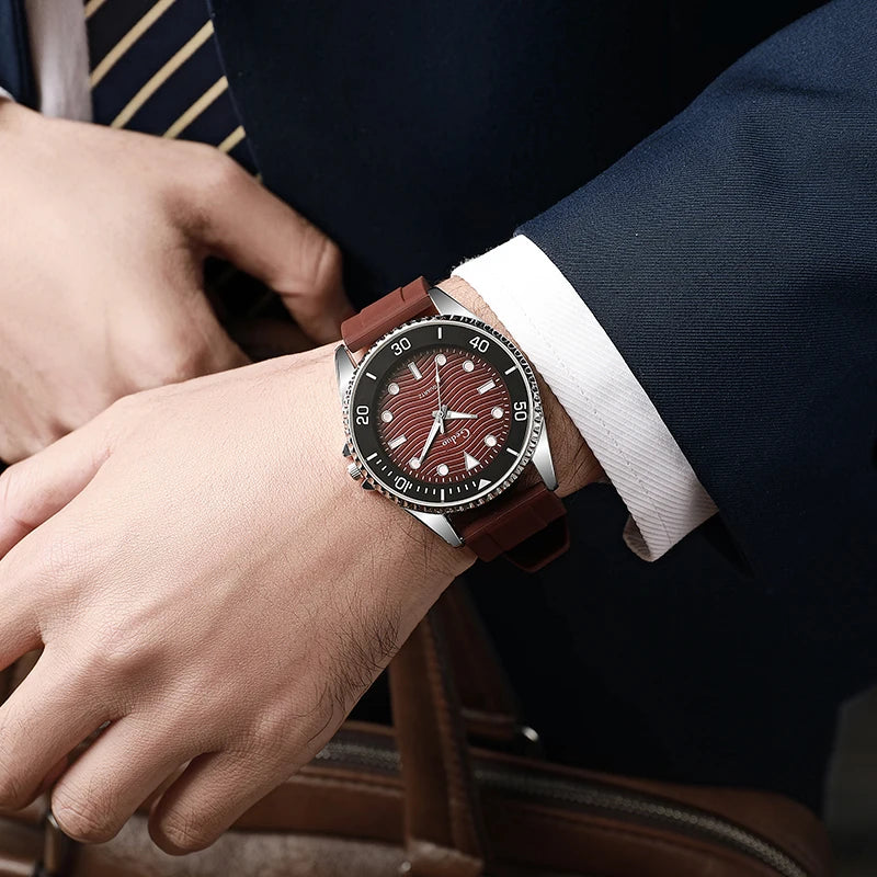 Orologio Uomo 40mm Quarzo Moda Casual Cinturino Silicone