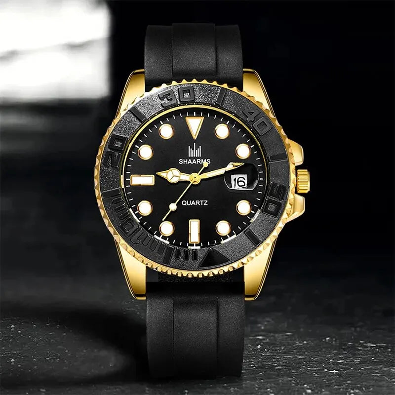 Orologio Uomo Quarzo Casual Business Data Cinturino Silicone