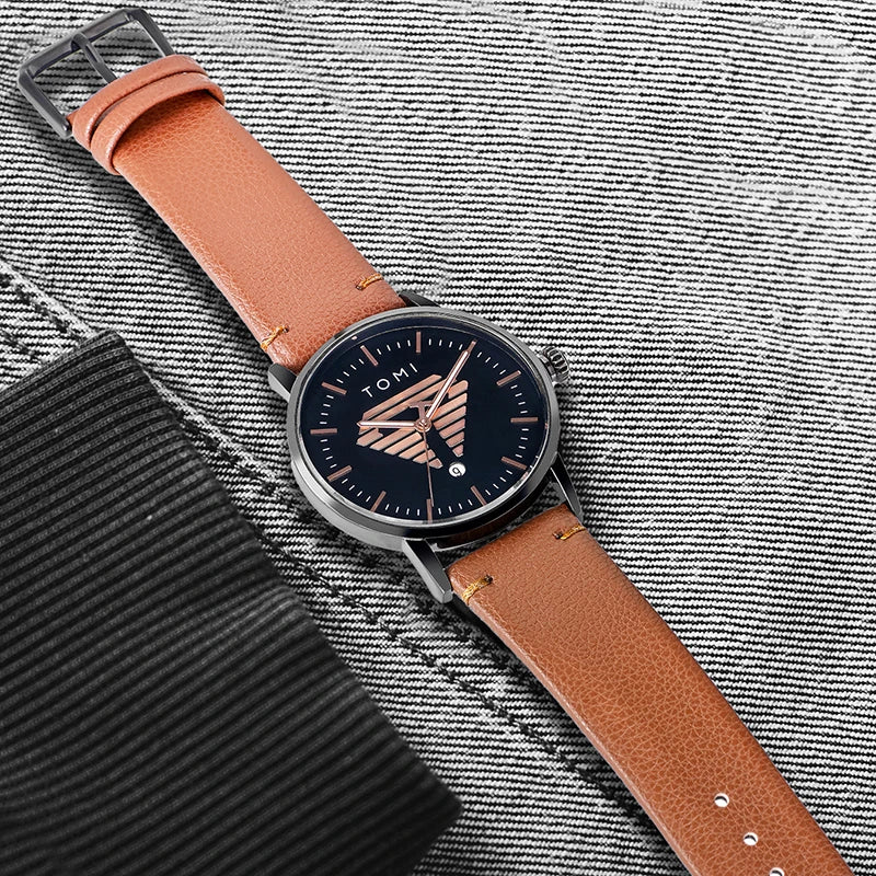 Orologio Uomo Minimalista al Quarzo con Data Cinturino Similpelle Cassa Lega Casual