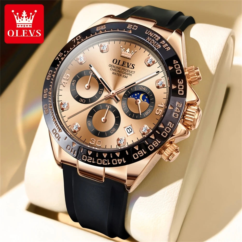 Orologio Uomo Quarzo Cronografo Data Cinturino Silicone Sportivo Elegante