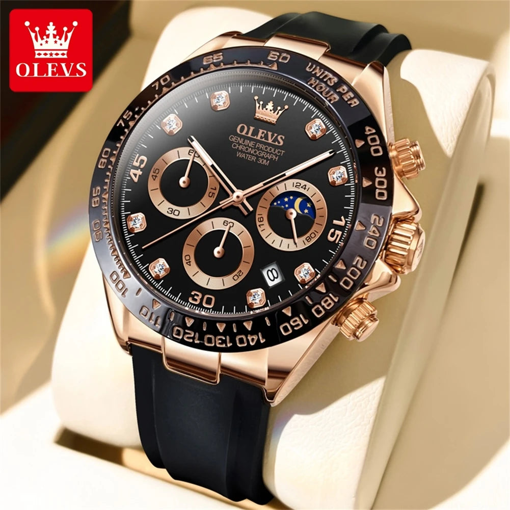 Orologio Uomo Quarzo Cronografo Data Cinturino Silicone Sportivo Elegante