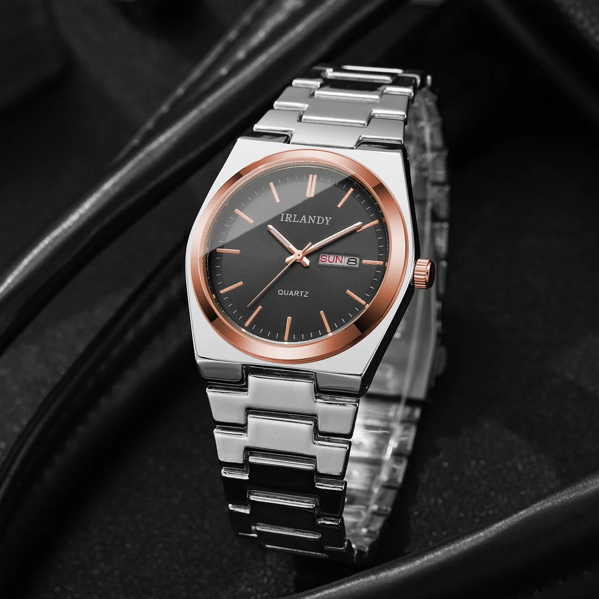 Orologio Uomo Quarzo Elegante con Calendario Cinturino in Metallo Classico