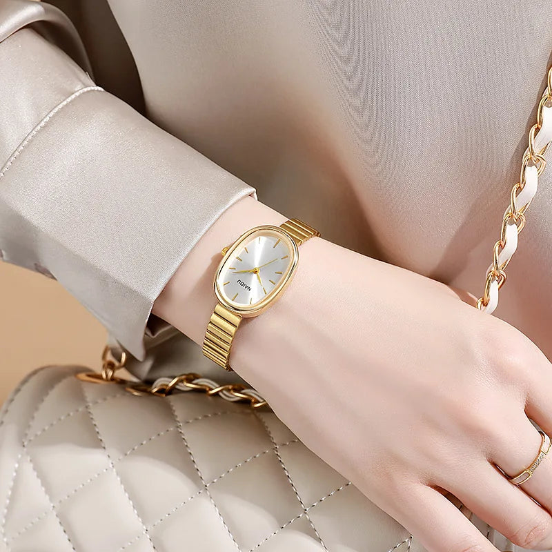 Orologio Donna Elegante Ovale Al Quarzo In Lega Classico Moda Casual Raffinato
