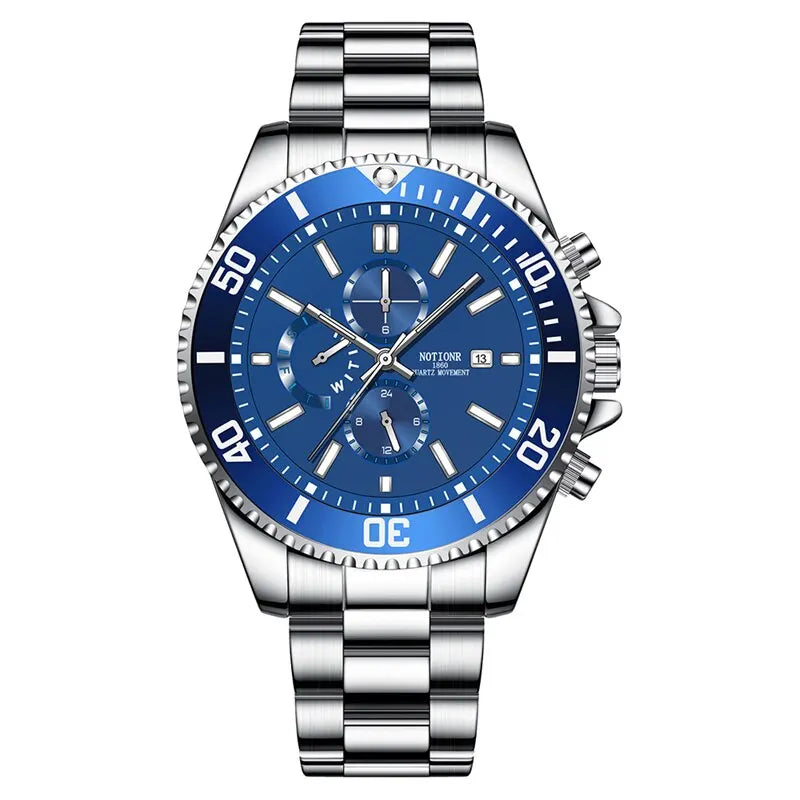 Orologio Uomo Acciaio Al Quarzo Elegante Moda Casual Con Data Lancette Luminose
