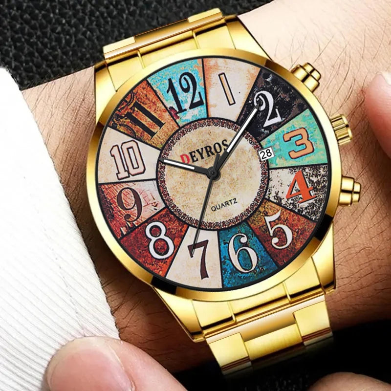 Orologio Uomo Moda al Quarzo Cinturino Acciaio Elegante Data