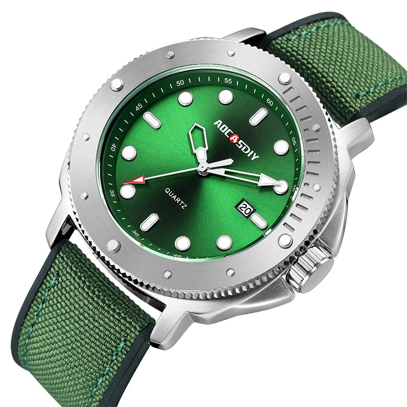 Orologio Da Uomo Moda Quarzo Con Data Lancette Luminose Cinturino Nylon