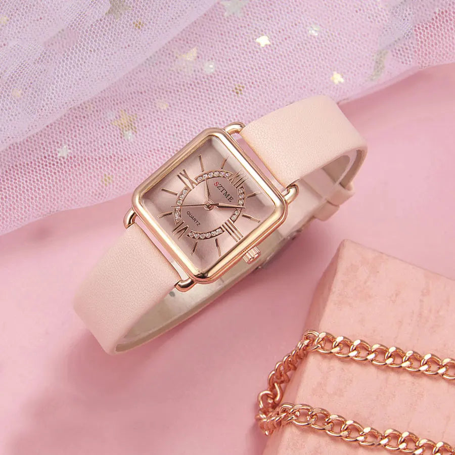 Orologio Donna Quarzo Similpelle Quadrante Quadrato 33mm Elegante