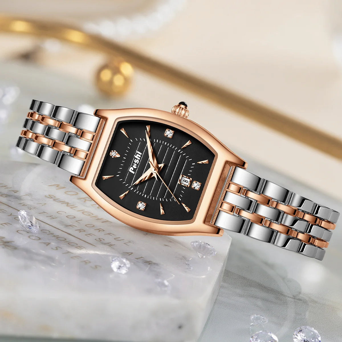 Orologio Donna Elegante al Quarzo con Data Cinturino in Lega Moda Casual
