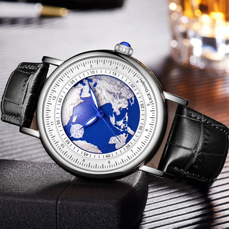 Orologio Uomo 42 mm Elegante Quarzo Similpelle Luminoso