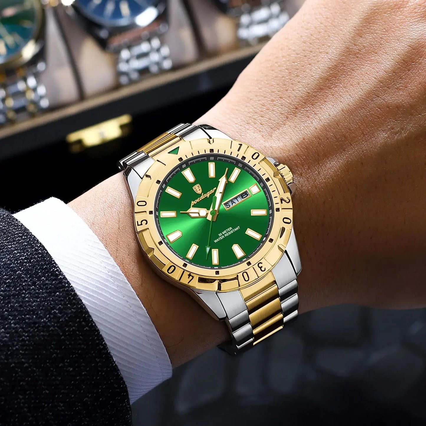 Orologio Uomo Quarzo Moda Casual Acciaio Data Lancette Luminose