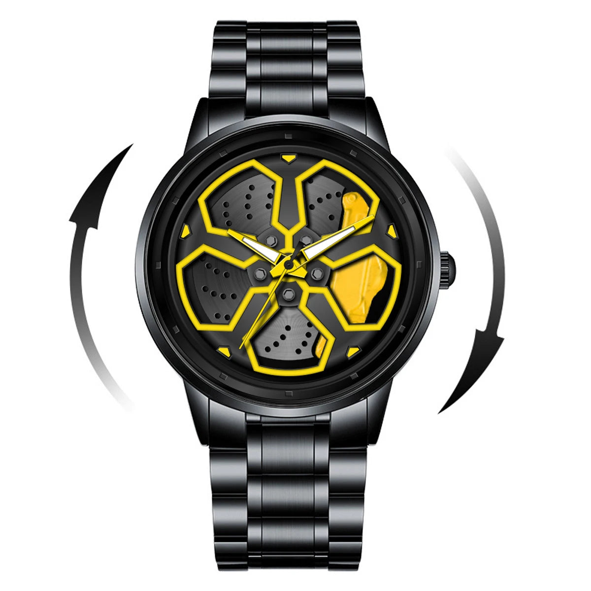 Orologio Uomo Al Quarzo Cinturino In Acciaio Quadrante Girevole Elegante Moda Casual