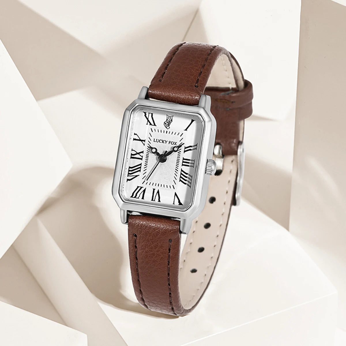 Orologio Donna Al Quarzo Rettangolare Cinturino Similpelle Alla Moda