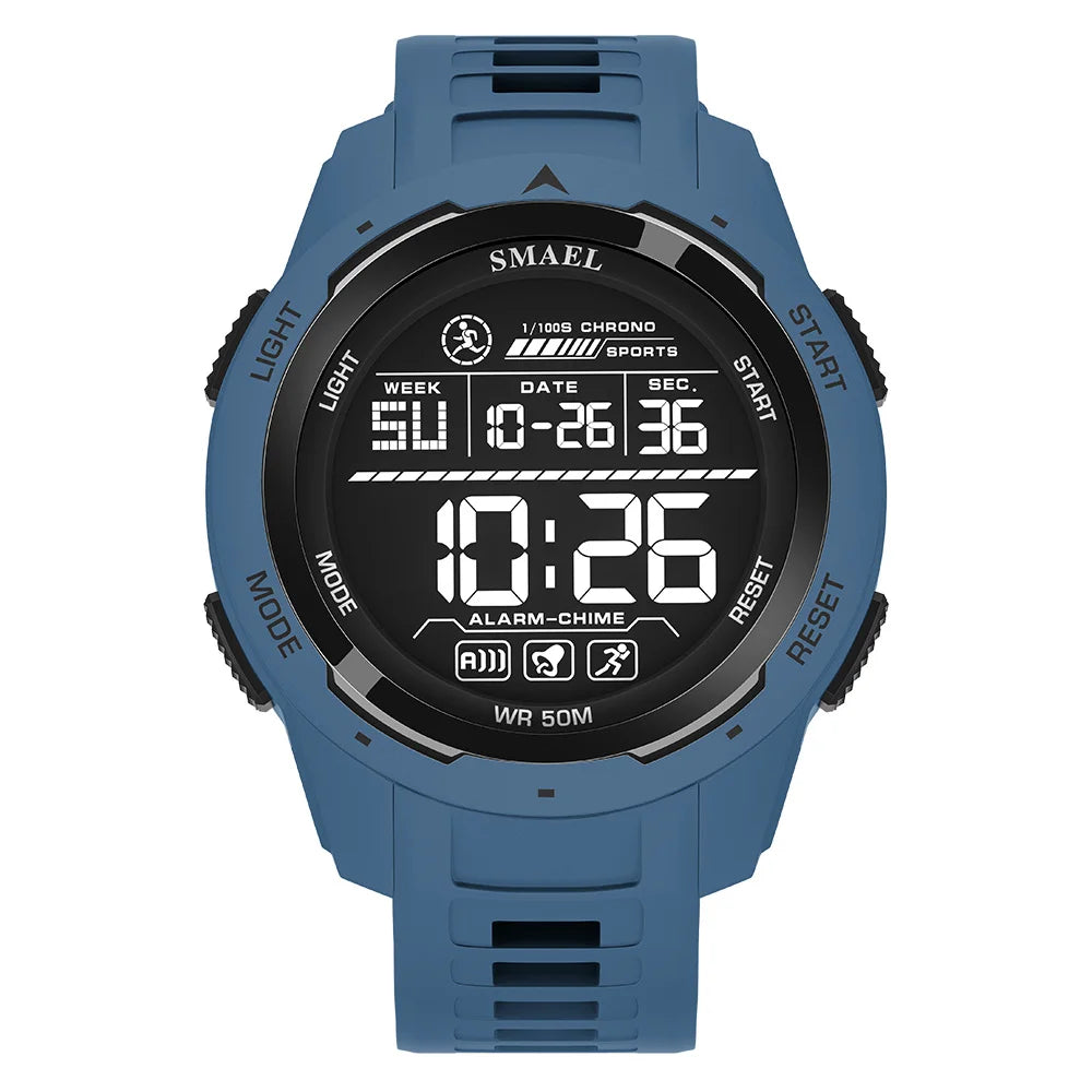 Orologio Digitale Uomo – LED, Sveglia, Cronometro, Impermeabile 5ATM In Gomma Rinforzata