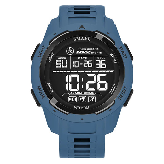 Orologio Digitale Uomo – LED, Sveglia, Cronometro, Impermeabile 5ATM In Gomma Rinforzata