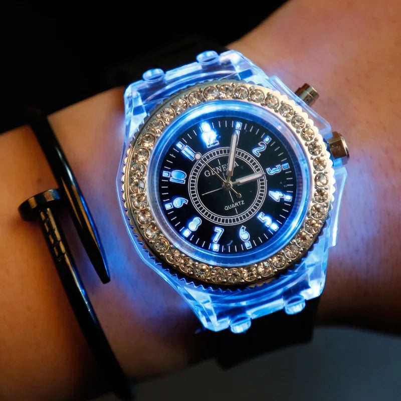 Orologio LED Unisex Luminoso Digitale Moda Silicone Strass