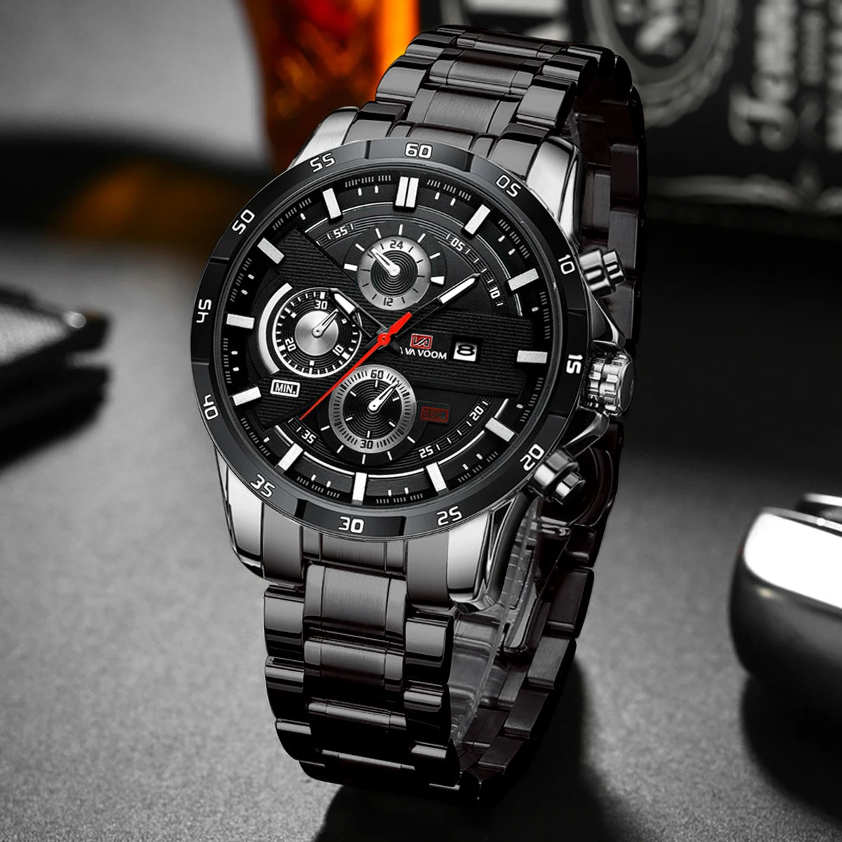Orologio Uomo 46mm Quarzo - Cinturino SimilPelle o Acciaio, Elegante e Sportivo