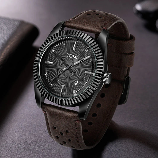 Orologio al Quarzo Uomo Classico & Casual Cinturino Similpelle Quadrante 42mm