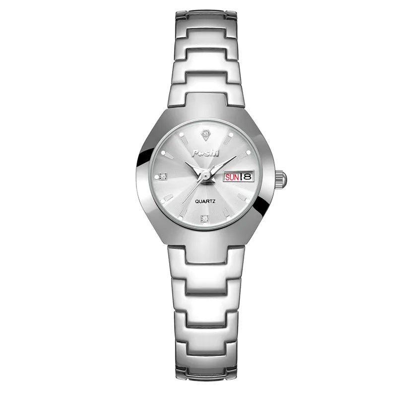 Orologio Donna con Data Elegante Cinturino Acciaio al Quarzo