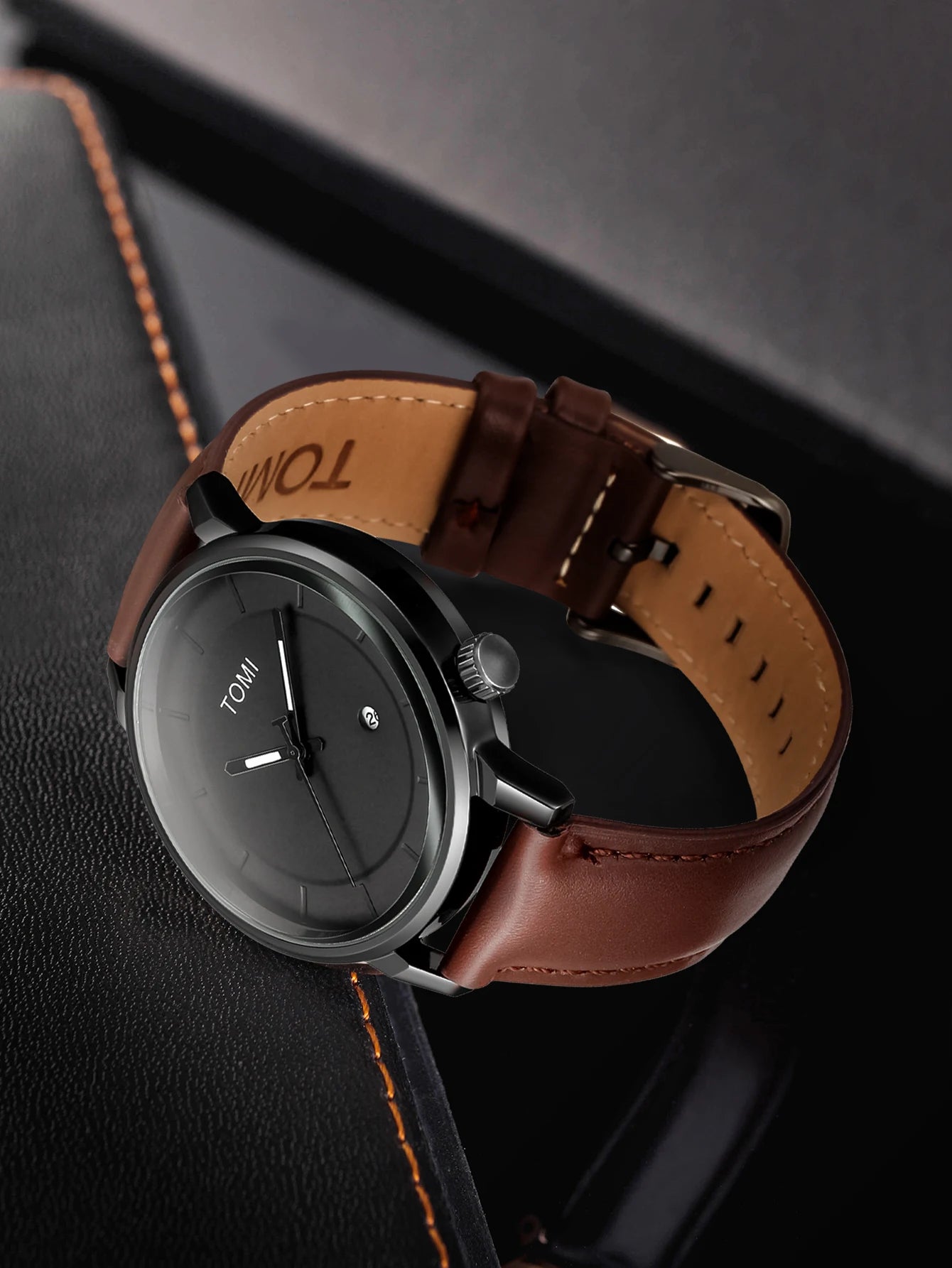 Orologio Uomo Quarzo – Cinturino Similpelle Stile Casual Quadrante 42mm