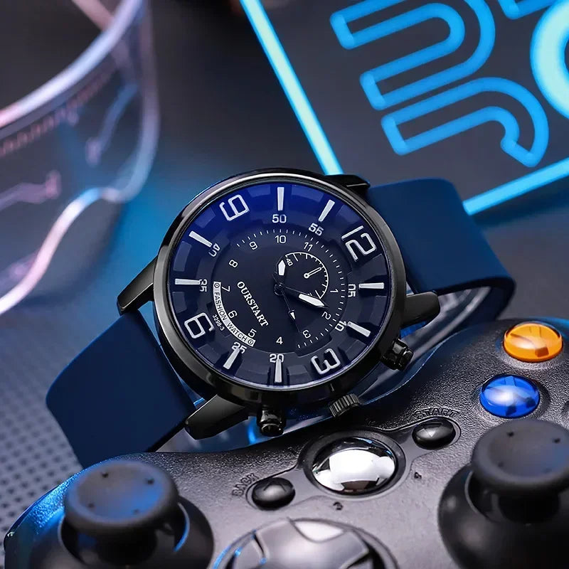 Orologio Uomo Quarzo Cinturino Silicone – Casual Quadrante Rotondo