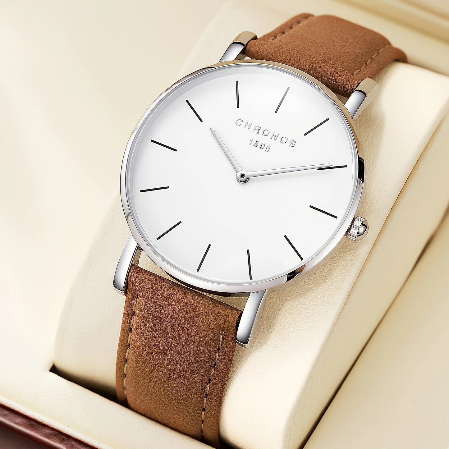 Orologio Uomo Elegante Classico Analogico Quarzo Cinturino Similpelle Moda Casual