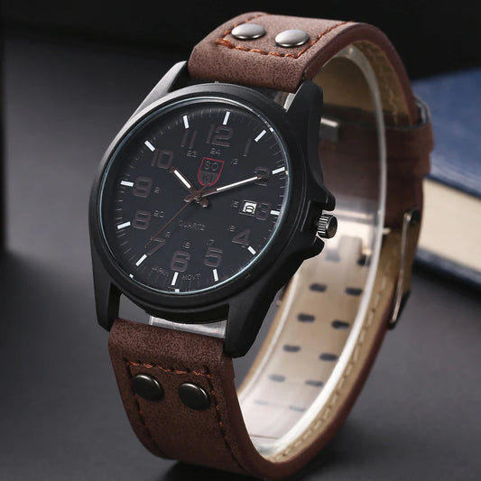 Orologio da Uomo al Quarzo con Cinturino in Similpelle e Data