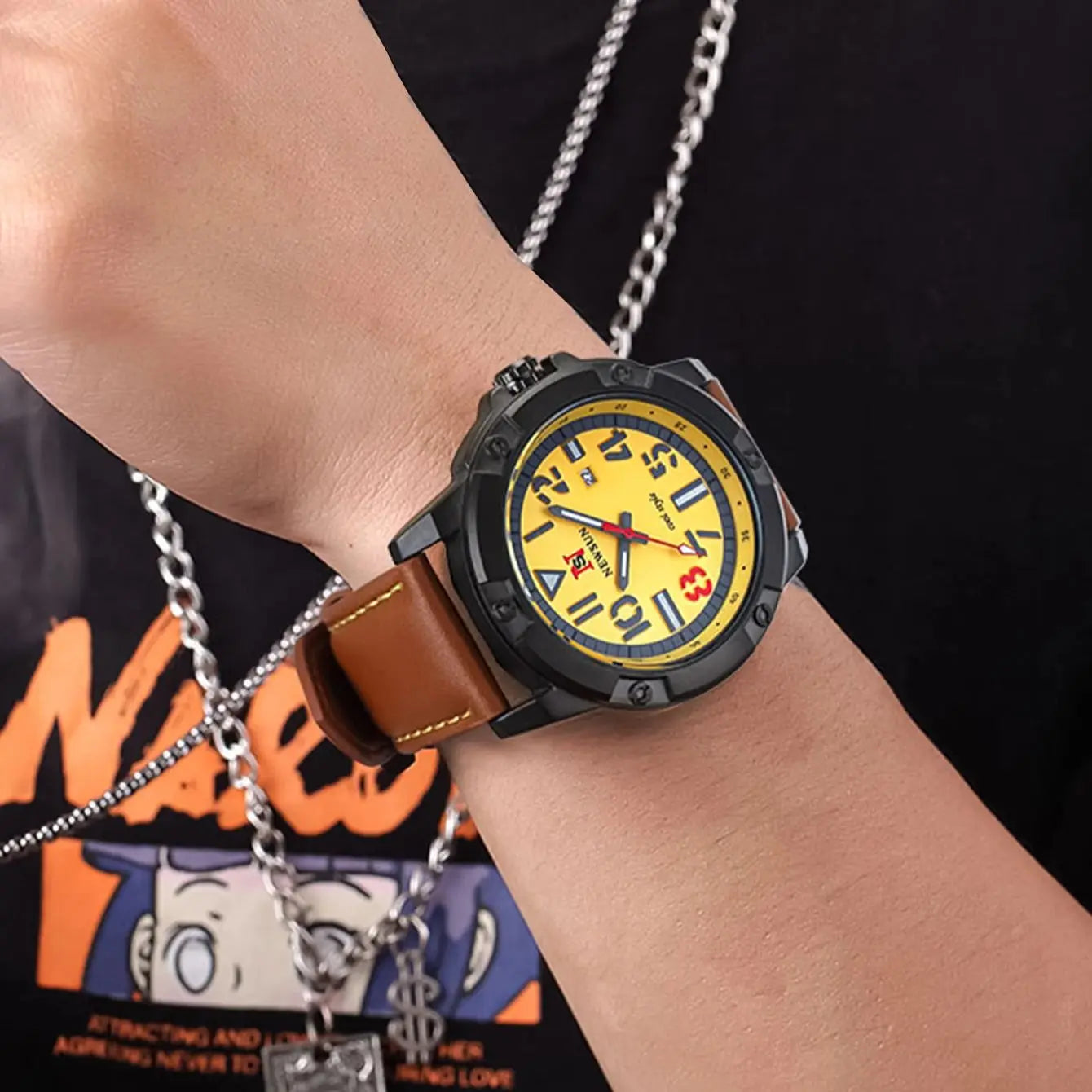 Orologio Uomo Al Quarzo Con Cinturino In Similpelle Elegante Moda Casual Con Data
