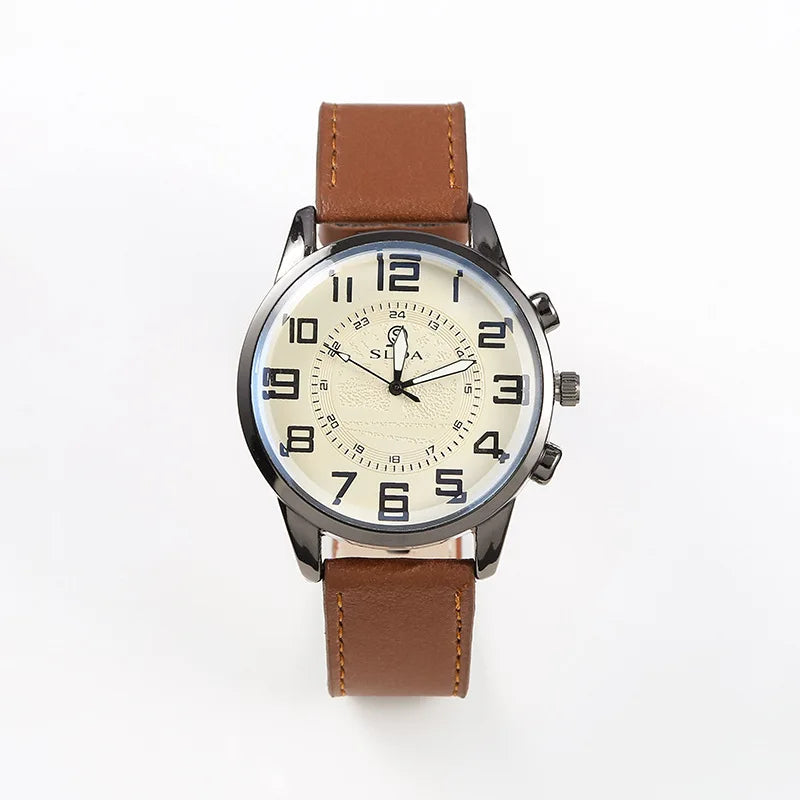 Orologio Uomo Quarzo Elegante Cinturino Similpelle Casual Cassa Lega