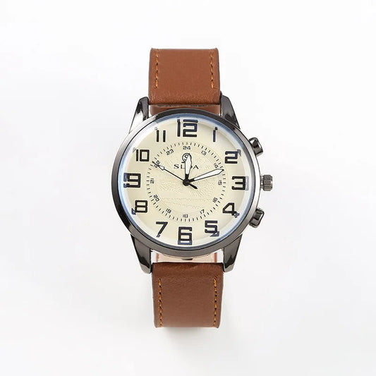 Orologio Uomo Quarzo Elegante Cinturino Similpelle Casual Cassa Lega