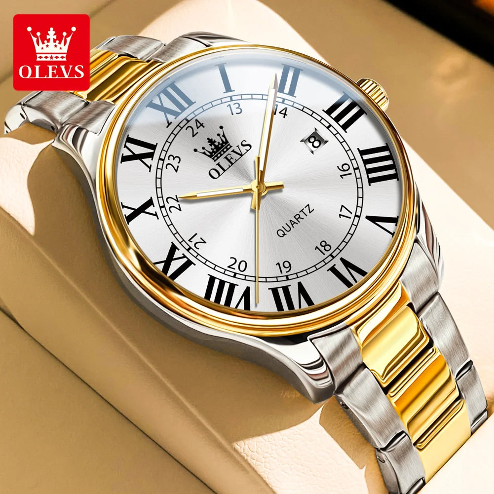 Orologio Uomo Acciaio Quarzo con Data Lancette Luminose Elegante