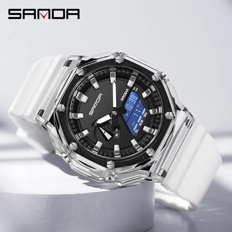 Orologio Digitale Uomo LED Antiurto Quarzo Sportivo Gomma Rinforzata Quadrante 46 mm