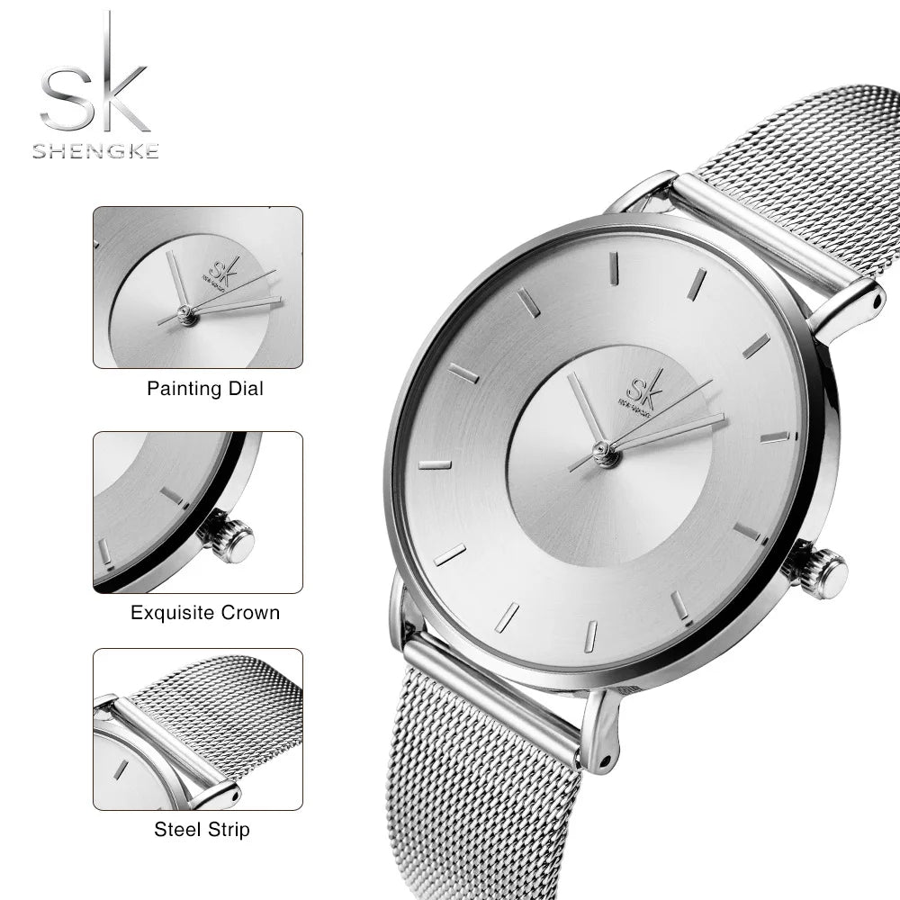 Orologio Donna Ultra Sottile Moda Quarzo Maglia Acciaio Elegante