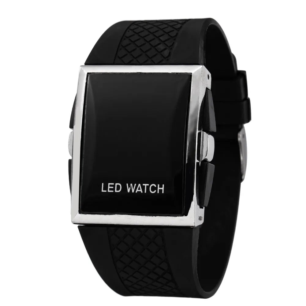 Orologio Uomo LED Digitale Display A Luce Rossa Cinturino In Silicone Moda Casual