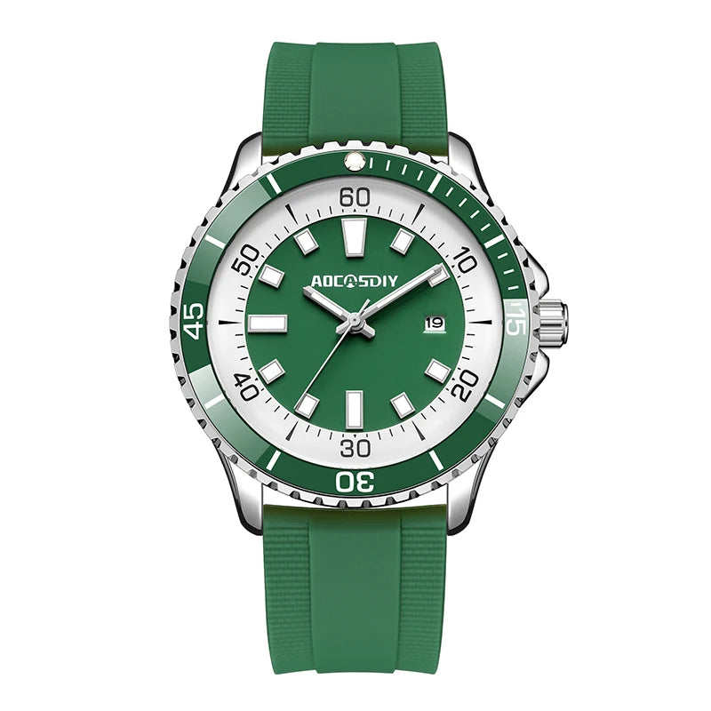 Orologio Uomo Moda Al Quarzo Con Data Cinturino Silicone Casual Elegante