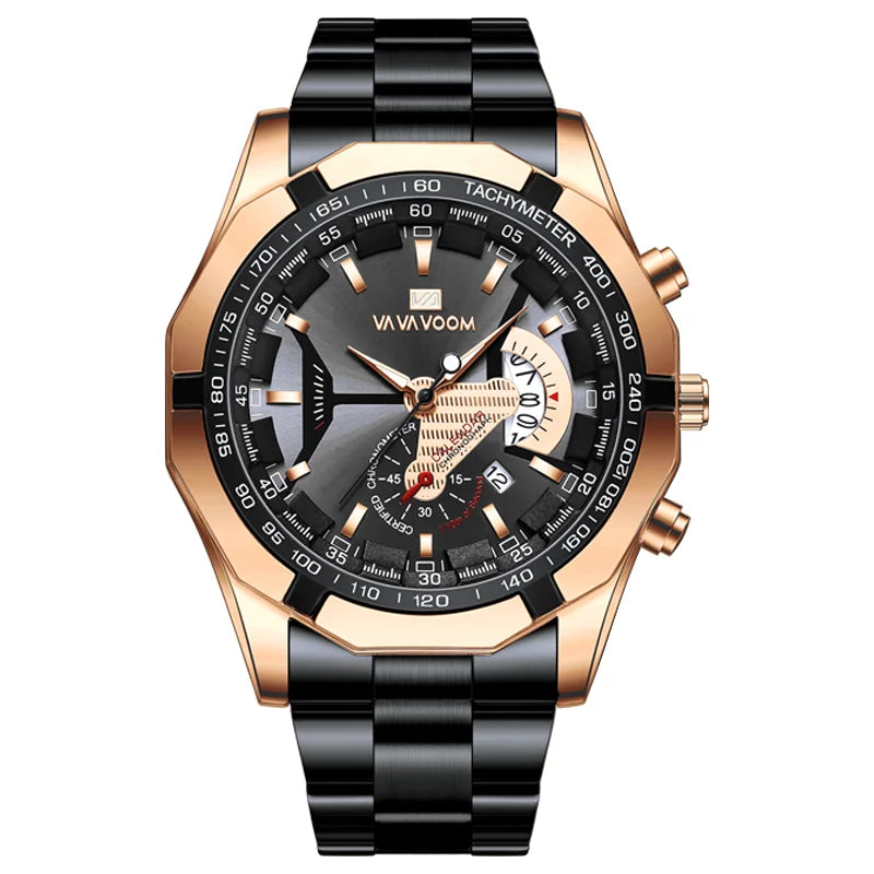 Orologio Uomo Acciaio Grande Quadrante 46mm Quarzo