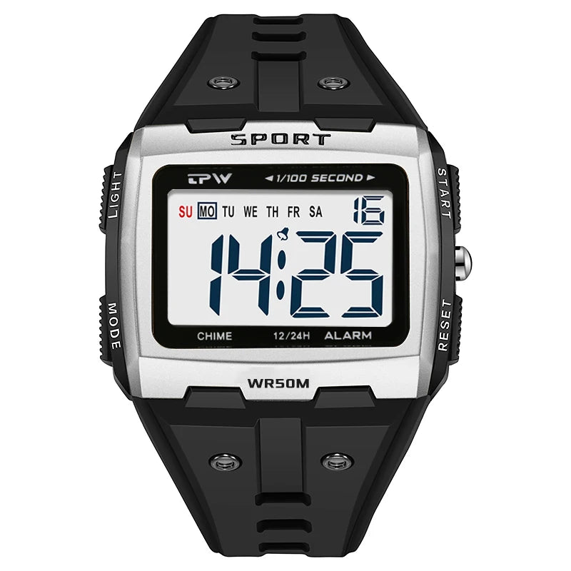 Orologio Digitale Uomo Sportivo LED Cronografo Sveglia