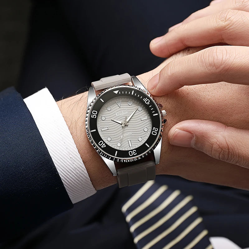 Orologio Uomo 40mm Quarzo Moda Casual Cinturino Silicone
