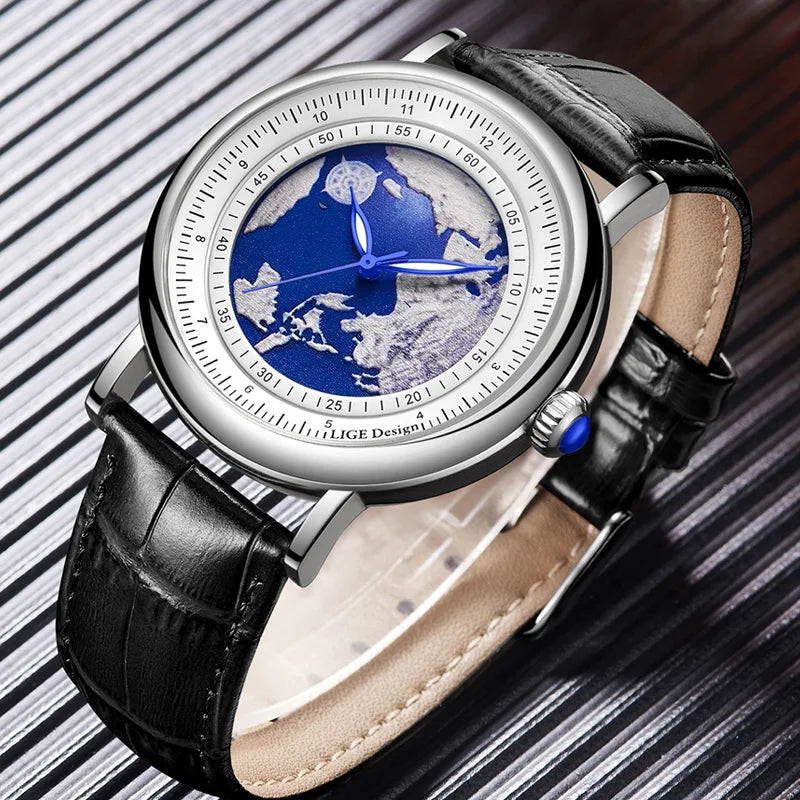 Orologio Uomo 42 mm Elegante Quarzo Similpelle Luminoso
