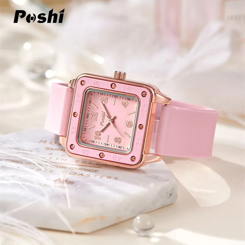Orologio Donna Quarzo Moda Casual Silicone Quadrante Quadrato