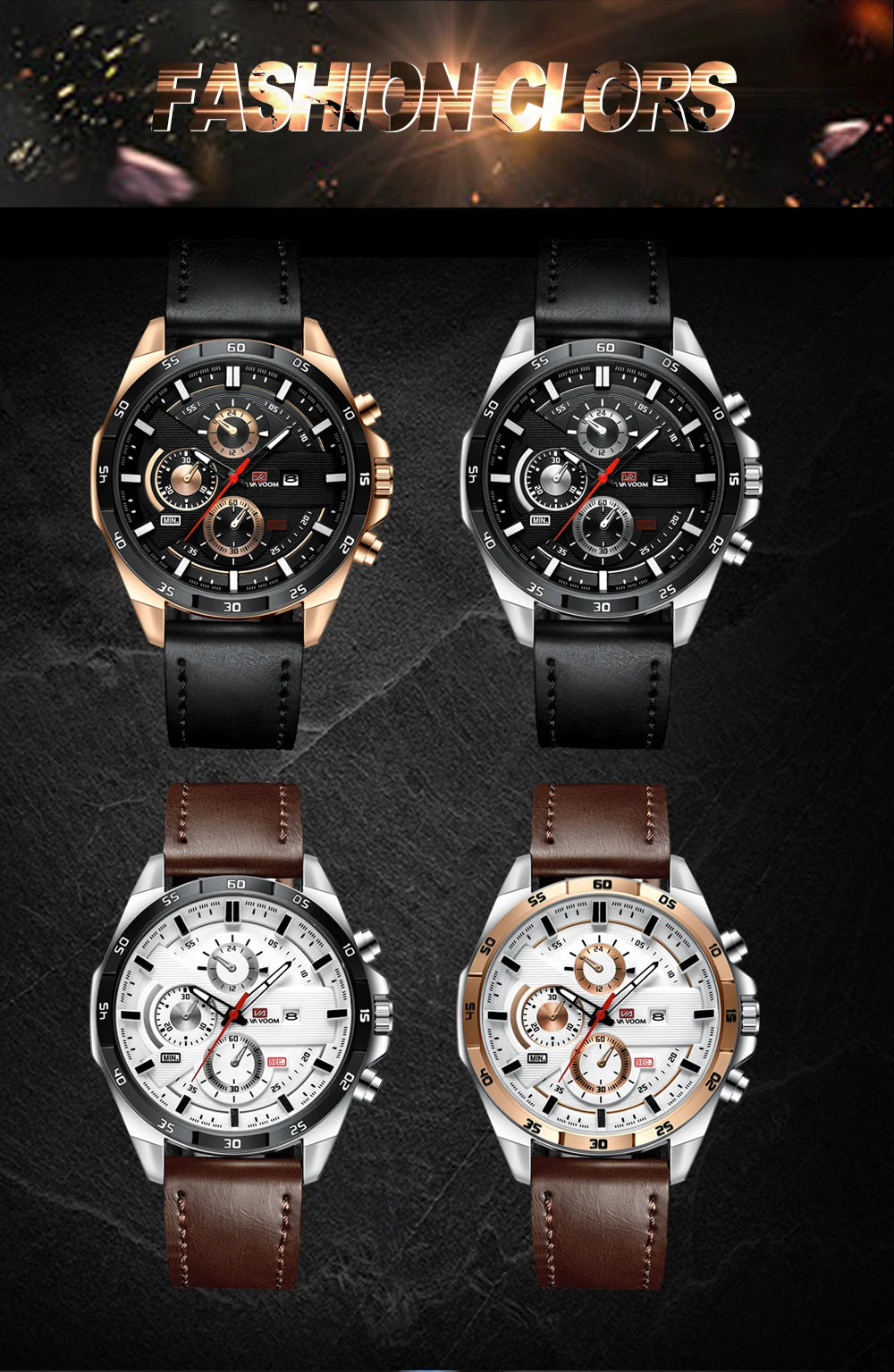 Orologio Uomo 46mm Quarzo - Cinturino SimilPelle o Acciaio, Elegante e Sportivo