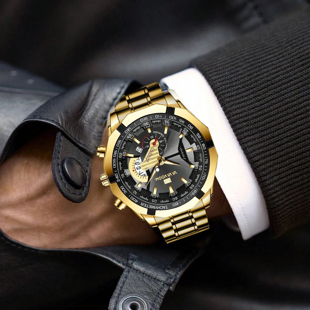 Orologio Uomo Acciaio Grande Quadrante 46mm Quarzo