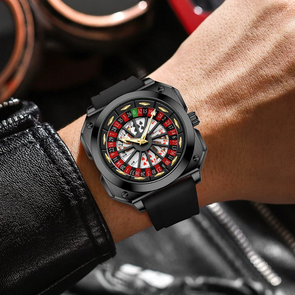 Orologio Uomo al Quarzo Quadrante 42mm Cassa Quadrata Cinturino Silicone
