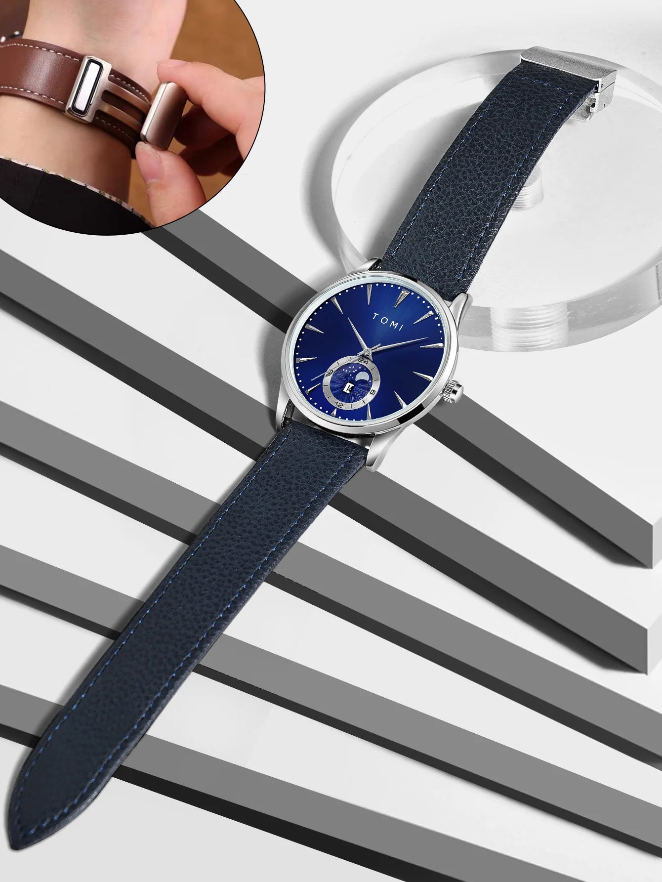 Orologio Uomo Quarzo Cinturino Similpelle – Elegante e Casual Quadrante 42mm