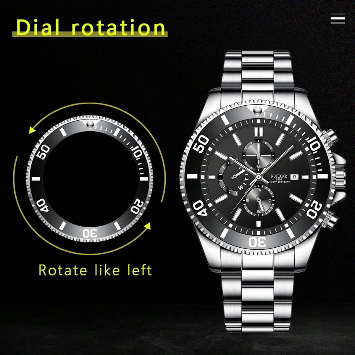 Orologio Uomo Acciaio Inox Quarzo – Elegante Data Quadrante 40 mm