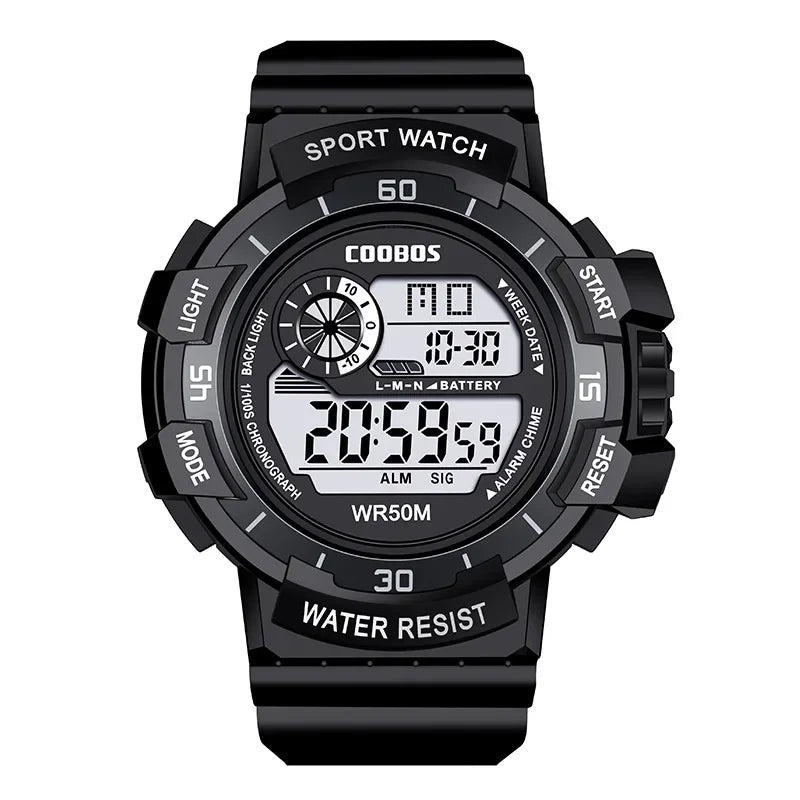 Orologio Digitale Uomo Sportivo Display LED Cinturino Silicone Quadrante 56 mm